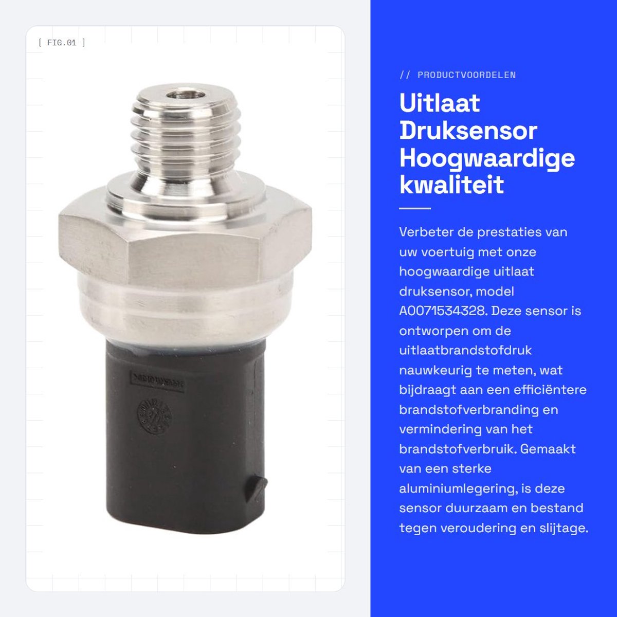 Dailygoods- Uitlaatdruksensor Hoge Prestaties - Vervangingssensor - EGR Druksensor - Aluminium Legering - OE Nummer A0071534328 - Eenvoudig te Installeren