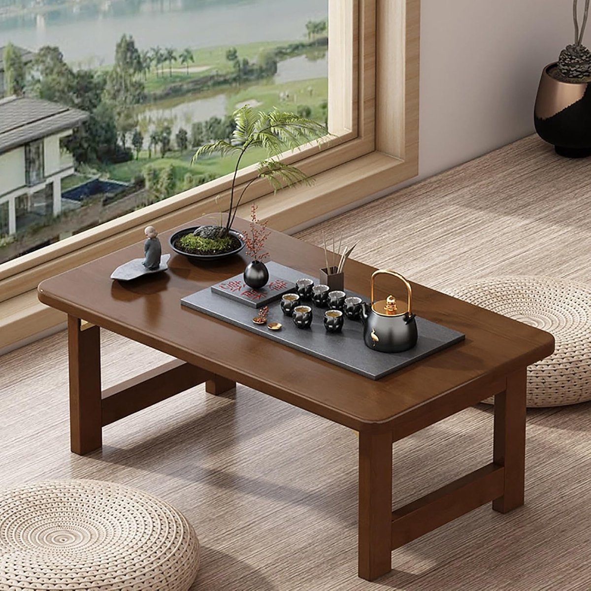 Opvouwbare salontafel - Vloertafel bamboe - Ontbijt aan bed - Geen montage nodig - 60x40cm - Natuurlijk