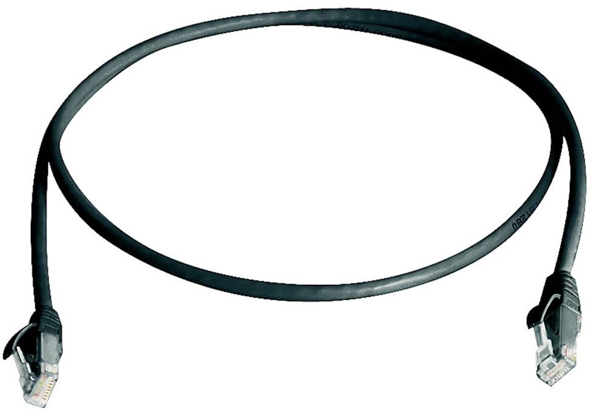 Image of Telegärtner 100008722 RJ45 Netwerkkabel, patchkabel CAT 6 5.0 m Zwart Vlambestendig, Met anti-kniktule 1 stuk(s)