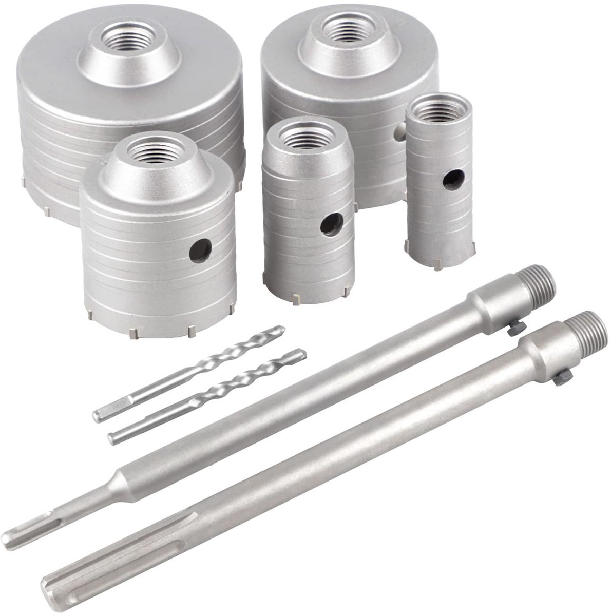 NTH products - Hole drill bit for wall set - 5-delige boorset - 300 mm wandshank - Geschikt voor beton en natuursteen - Voor installatie van leidingen -...