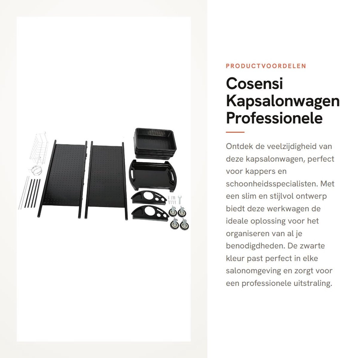 Dailygoods- Kapsalonwagen Professionele Werkwagen - 5 Laden - 53 x 44 x 95 cm - Multifunctioneel - Organisatorische Oplossing - Zwart - Opbergwagen