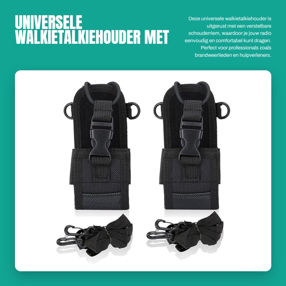 Dailygoods- Walkietalkiehouder 2 Stuks - Verstelbare Schouderriem - Universele Nylon Beschermhoes - Lichtgewicht - Duurzaam - Handen Vrij - Portofoonhouder