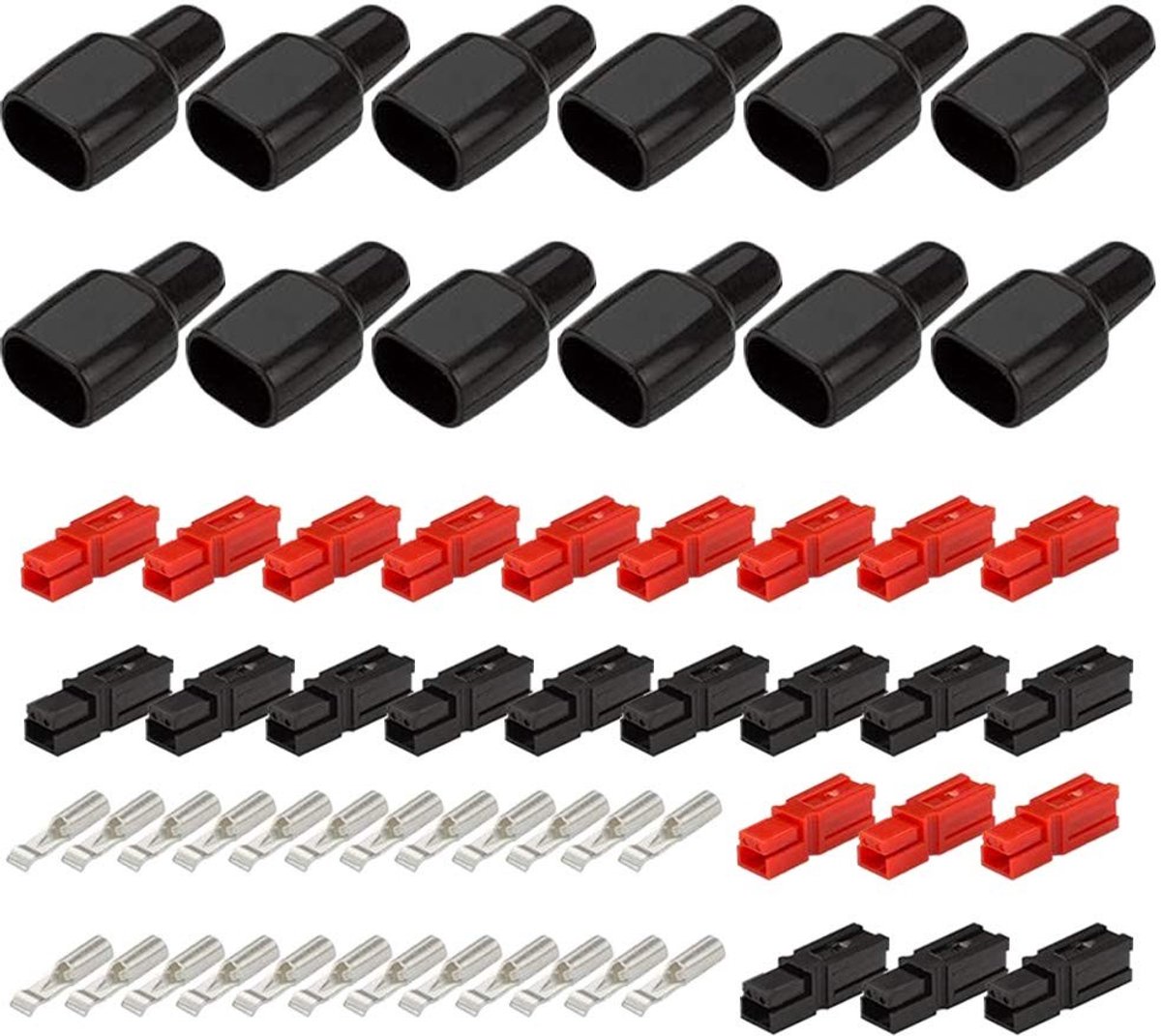 Dailygoods - Connectoren - Snelscheiding - 30 A - Rood en zwart - Stroomkabelschoenen - Geschikt voor diverse toepassingen - Rubberlaarsmanchetten