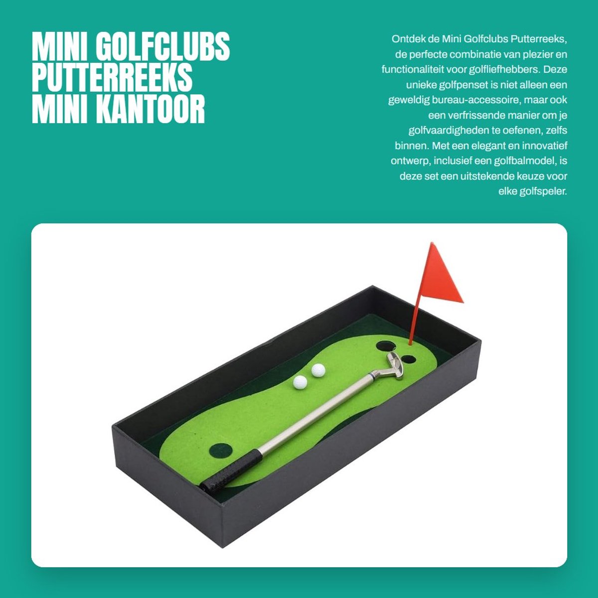 Dailygoods- Golfputter Mini Oefenset - Golfpen - Mini Golfbal - Indoor Golfmat - Desk Games - Duurzaam Ontwerp - Minigolfset