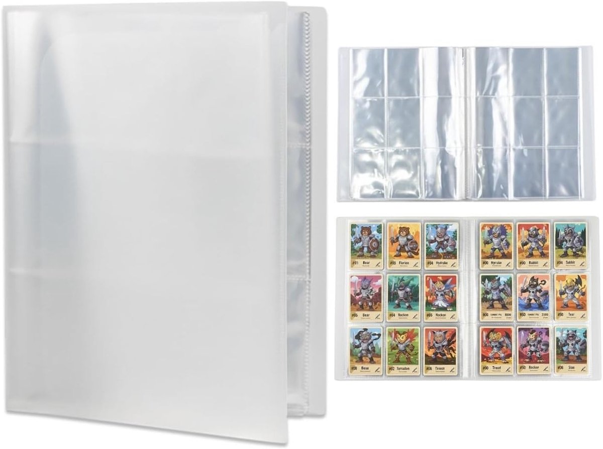 Verzamelmap Kaarten - Transparant - 30 cm - Kunststof met Personalisierbare Cover - Voor Verzamelkaarten