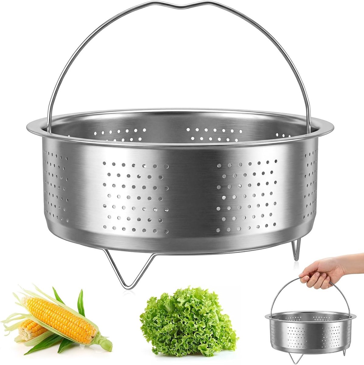 Stoominzetstuk - Roestvrij - 20,0 cm - Duurzaam Staal voor Gezond Koken - Voor Pannen en Stoompannen