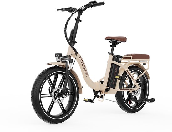 KOOLUX - X16 Elektrische Vouwfiets - E-Bike - 20 x 3.0 Inch Dikke Banden - 48V 15.6Ah Lithium Accu - 250 W Motor - Maximaal 25/u - Maximaal bereik 75km - 7-speed versnelling - LCD Scherm - Aluminium Frame - Beige van KOOLUX — afbeelding 4