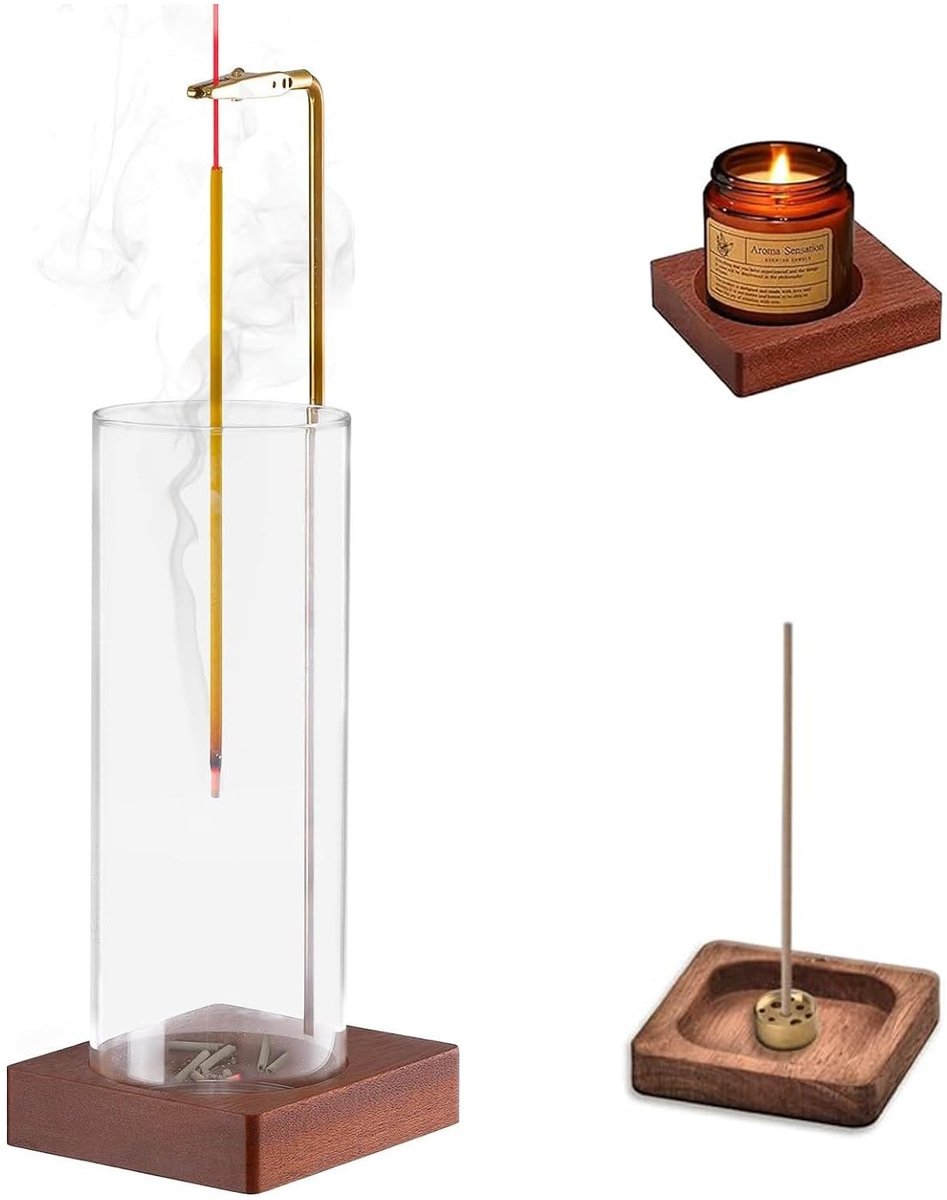 SolidKeus - Wierookstokjeshouder met Glazen Asvanger voor Meditatie en Decoratie