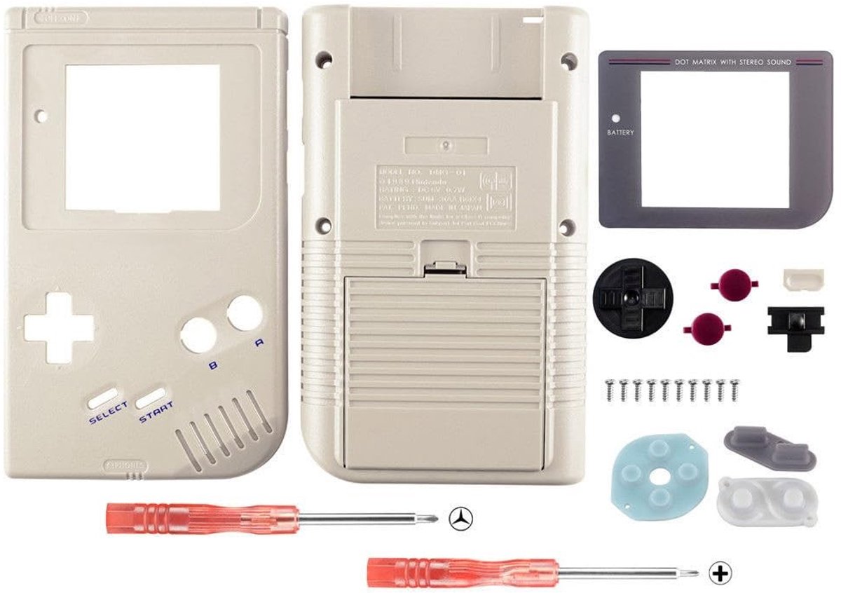 SolidKeus - Vervangende Behuizing voor Nintendo Game Boy Console Kleur Grijs