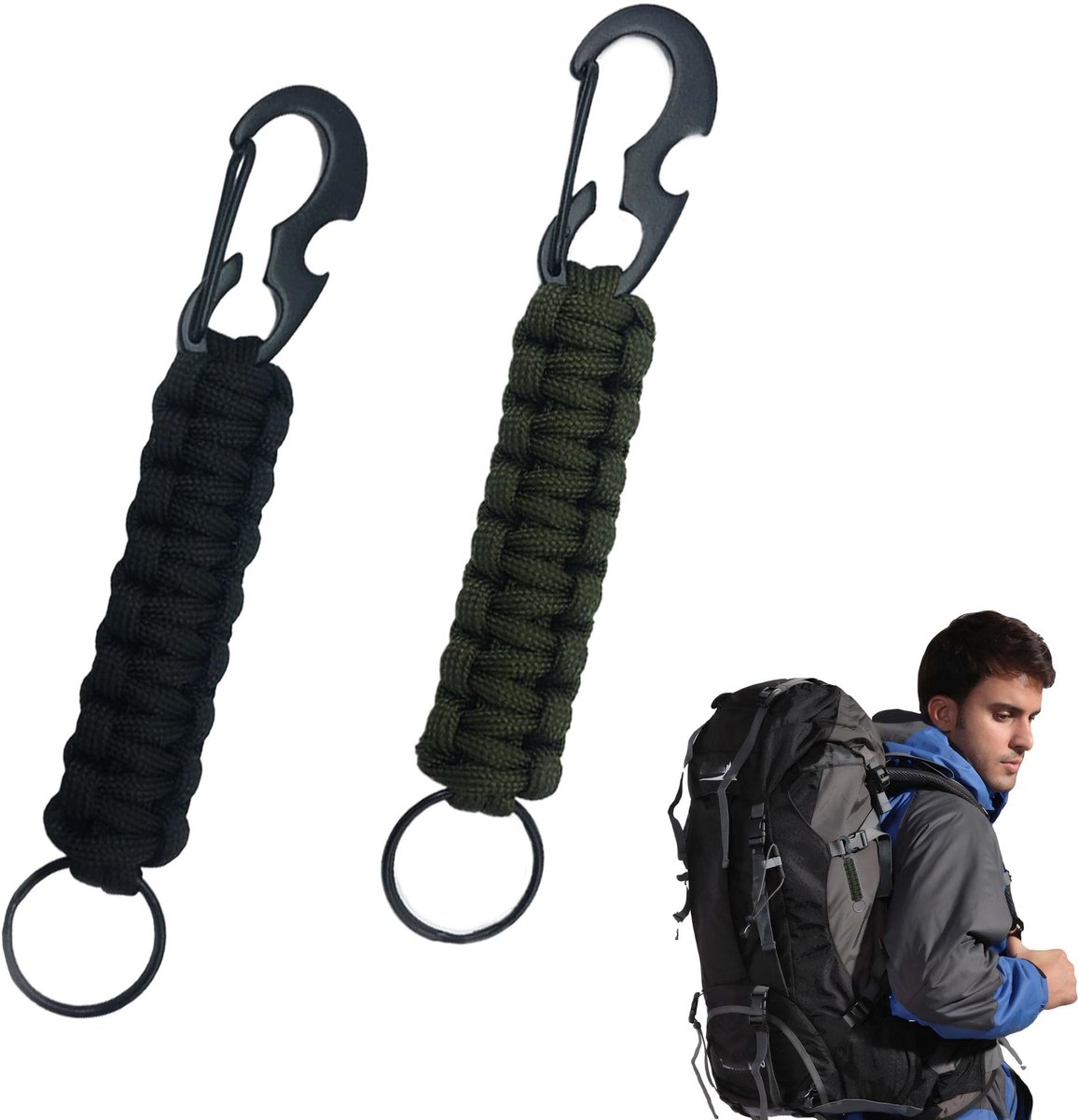 SolidKeus - Paracord Sleutelhangers met Karabijnhaak, Set van 2
