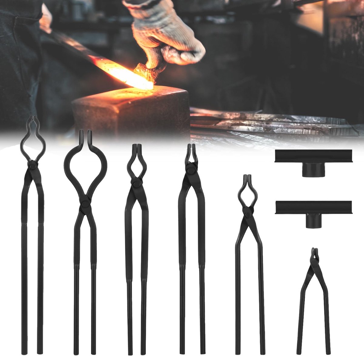 SolidKeus - Set van 8 Gesmeedde Tangen voor Werkplaats