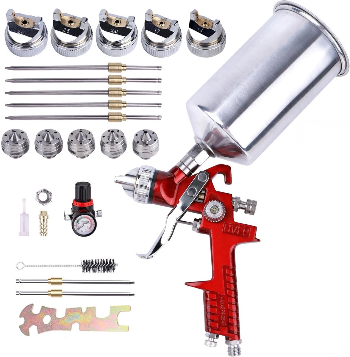 SolidKeus - HVLP Spuitpistool met 5 Nozzles voor Autoverschildering