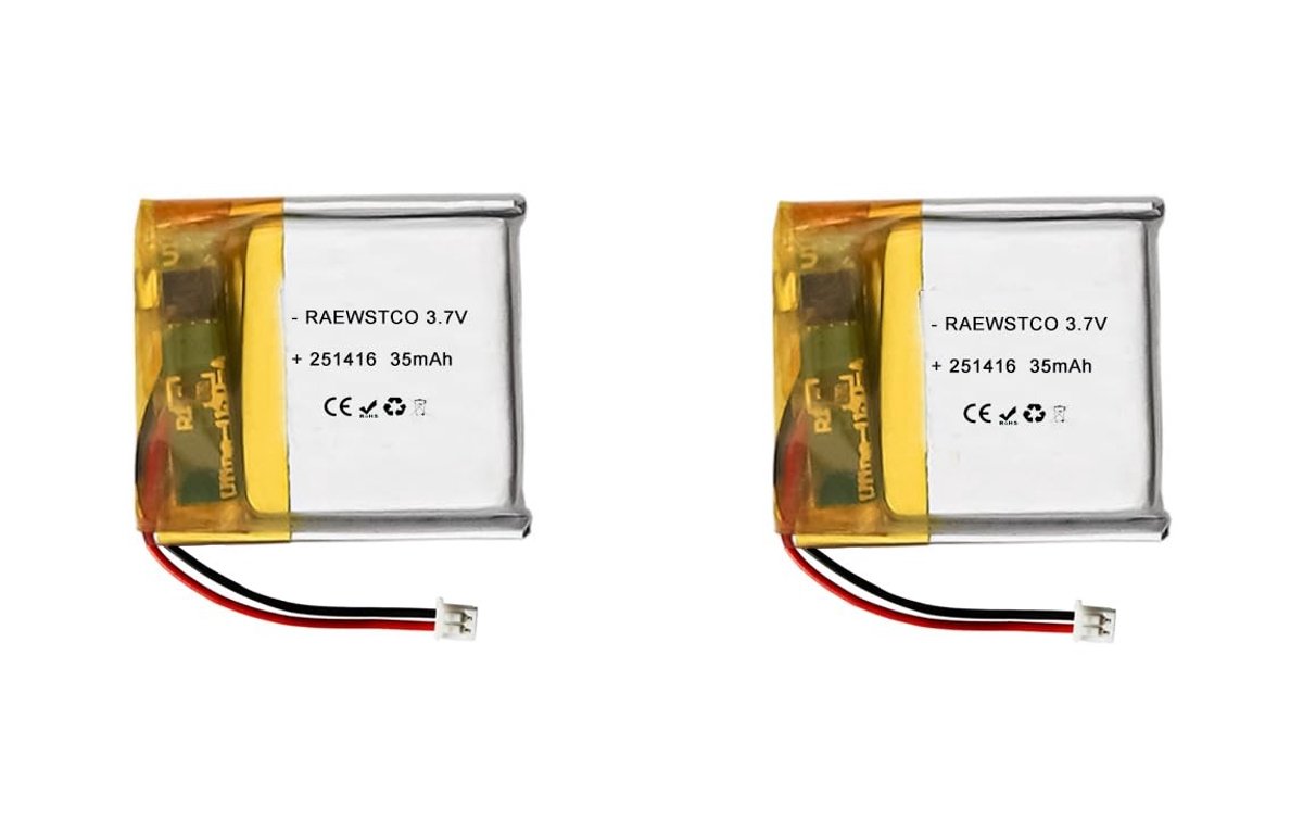 SolidKeus - Set van 2 Polymeer Lithium Batterijen 3,7V 35mAh voor Horloges en GPS Trackers