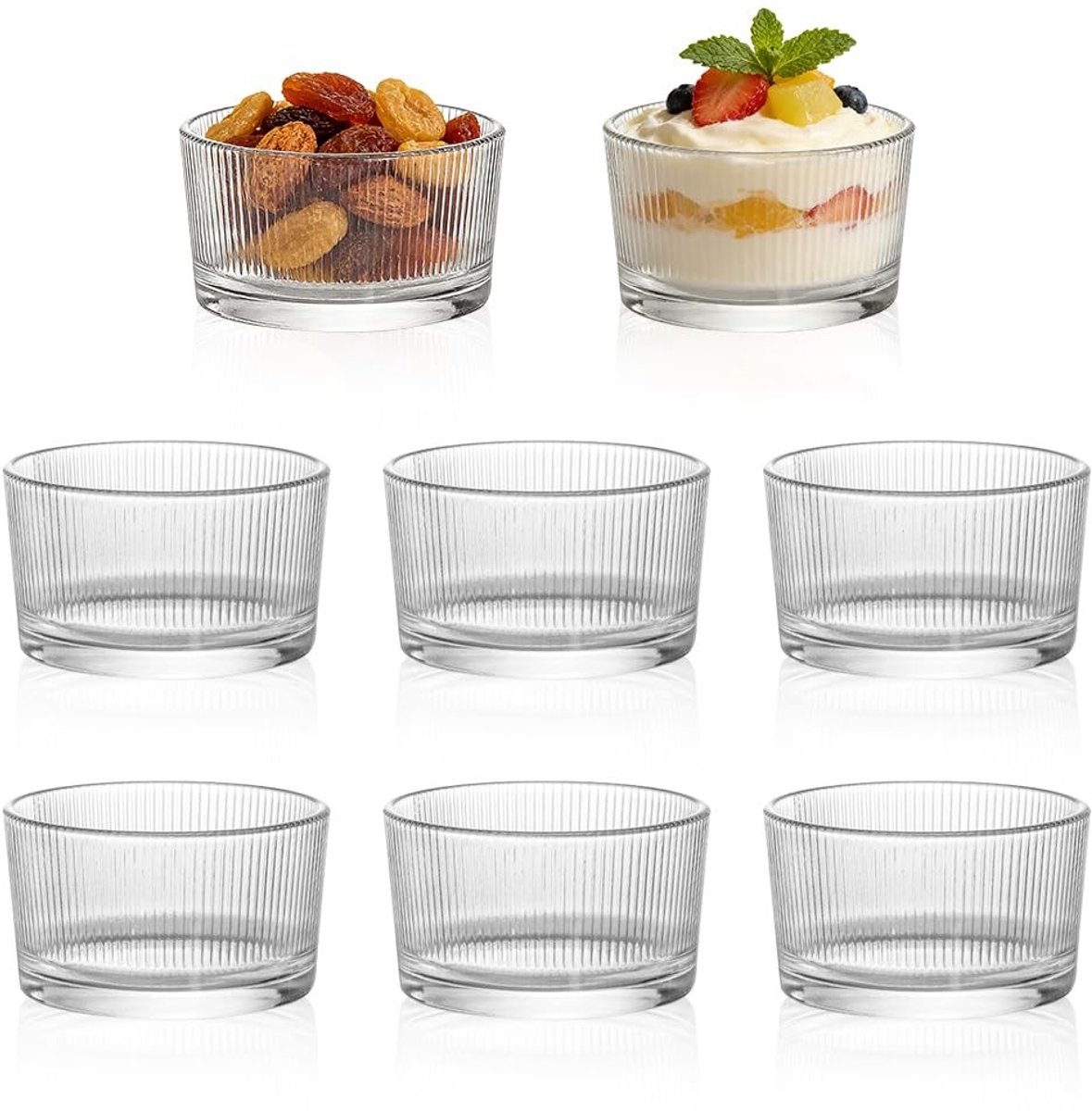 SolidKeus - Set van 8 Transparante Dessertglazen 200 ml
