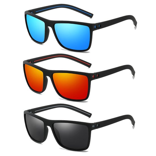 3 stuks zonnebrillen, gepolariseerde herenzonnebril met vintage klassieke elegante montuur, high-definition glazen, retro stijl met uv-bescherming, geschikt voor autorijden, fietsen en vissen — afbeelding 3