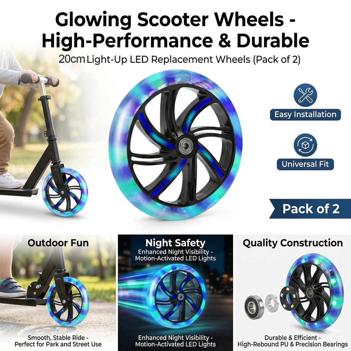 SolidKeus - Set van 2 Vervangwielen voor Scooter 200mm