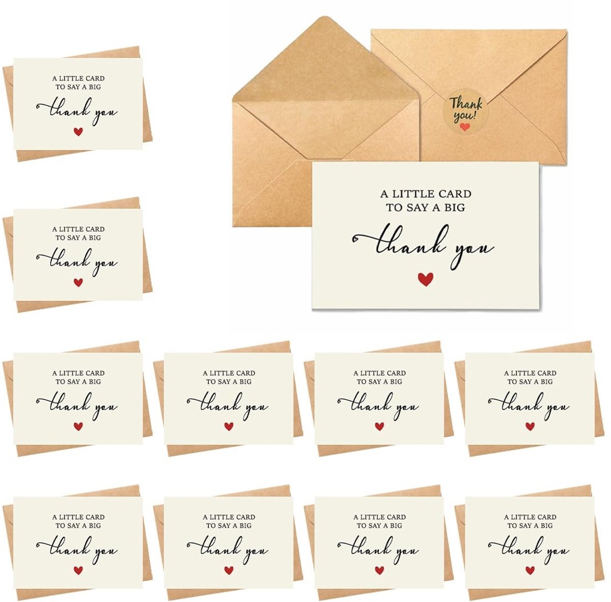 SolidKeus - Set van 10 Bedankkaarten met Enveloppen en Stickers