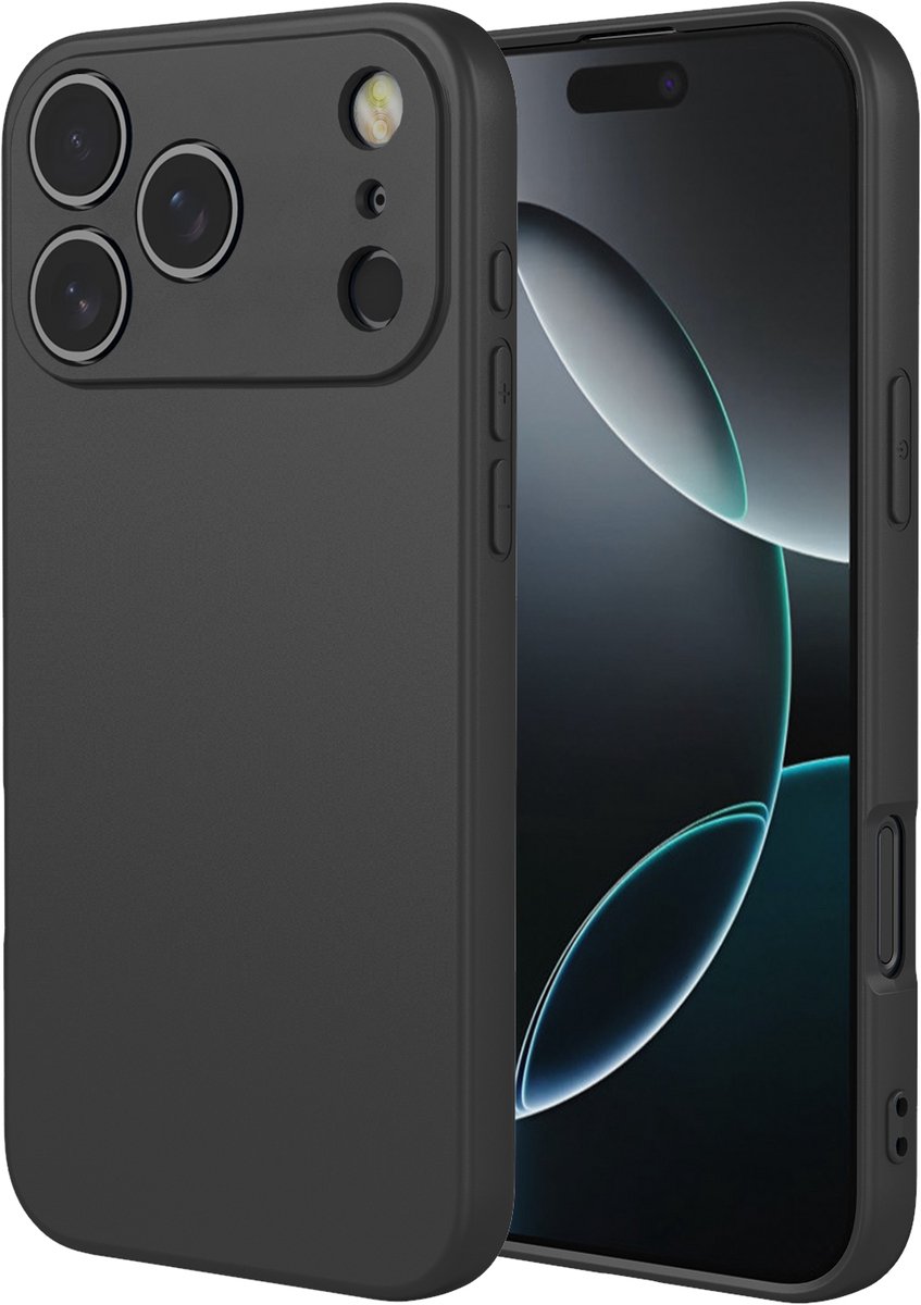 MobyDefend Hoesje - Geschikt voor iPhone 18 Pro Max - Matte Siliconen Backcover - Zwart