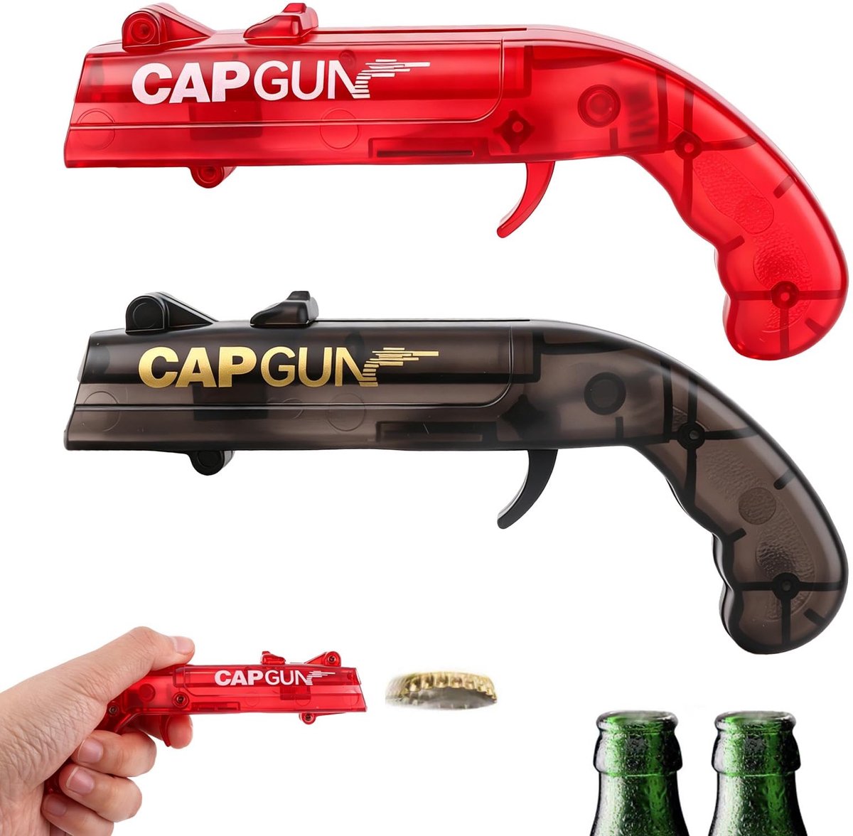 SolidKeus - 2 Stuks Grappige Cap Gun Flesopeners voor Bier