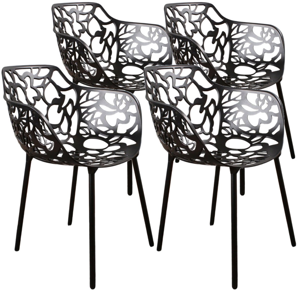 DS4U® - Cast eetkamerstoel - Set van 4 - Zwart - Aluminium - Met armleuning