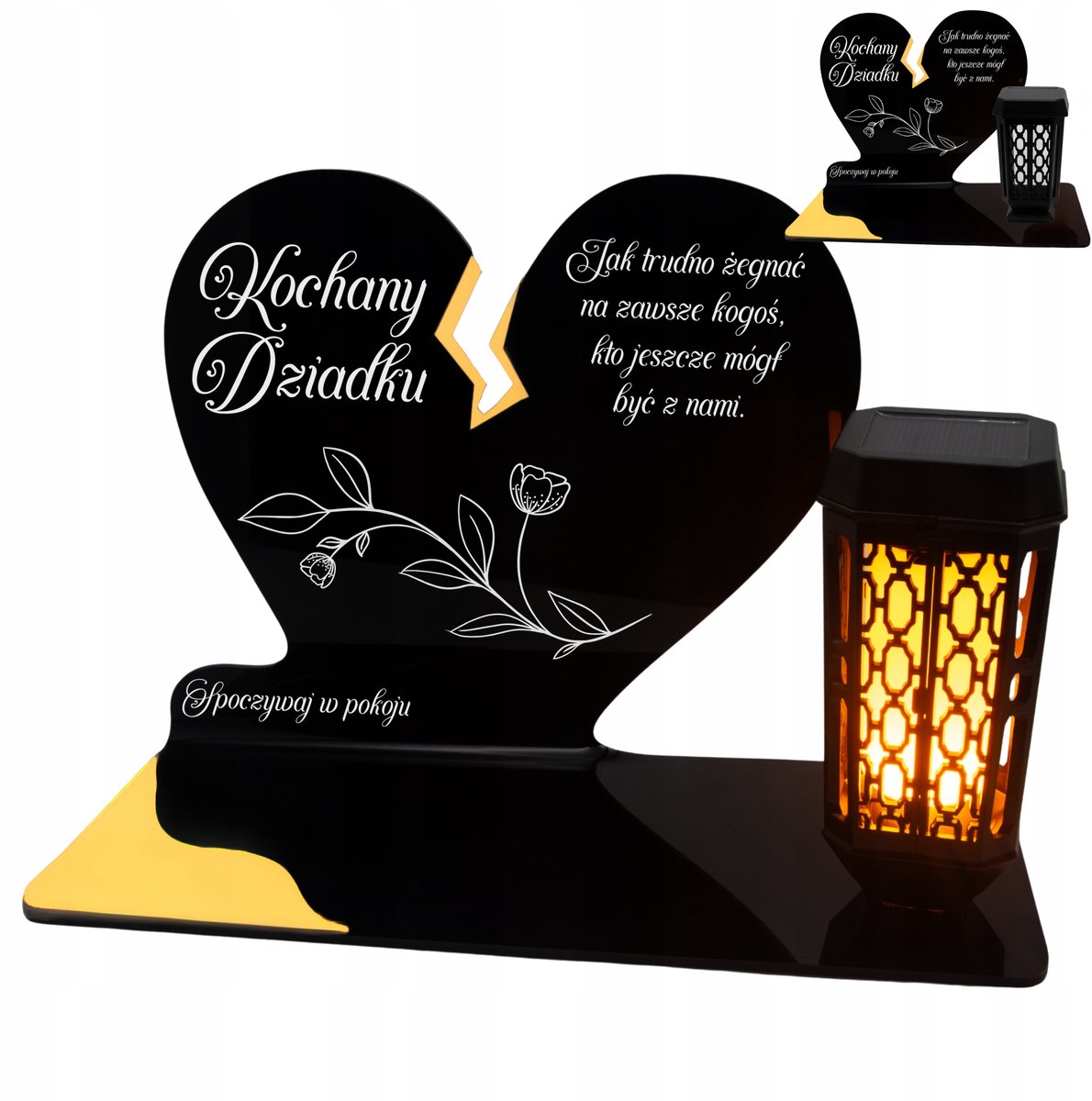 Merkloos Zonne-graflicht Hart voor Opa, Gouden Accent, LED