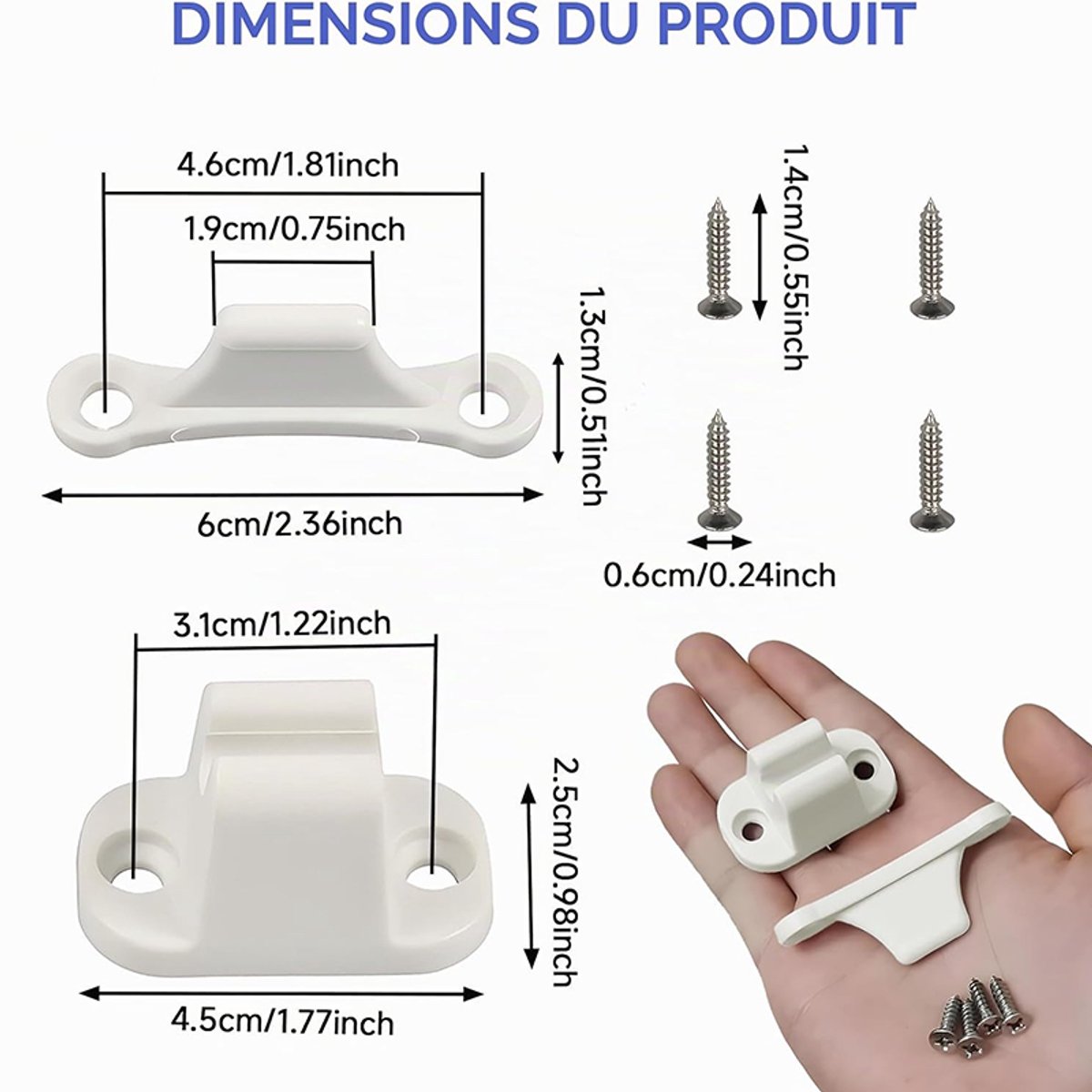 4-delige caravandeurstopper, T-vormige deurstopper, deurstopper voor buiten, camperdeurstopper, RV-onderdelen en -accessoires,Wit