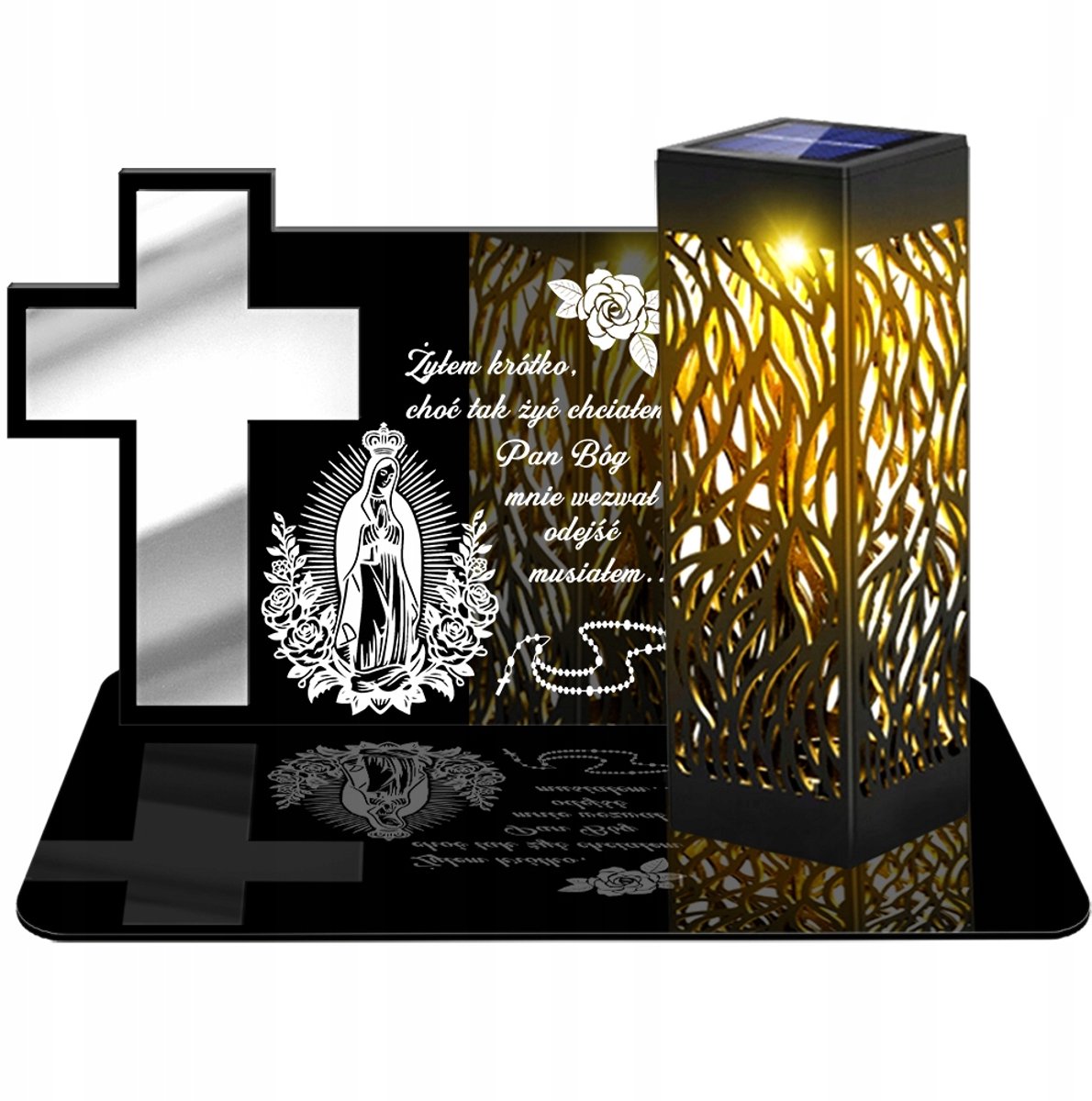 LED Solar Candle Cross 3D voor de begraafplaats - Eeuwige Vlam