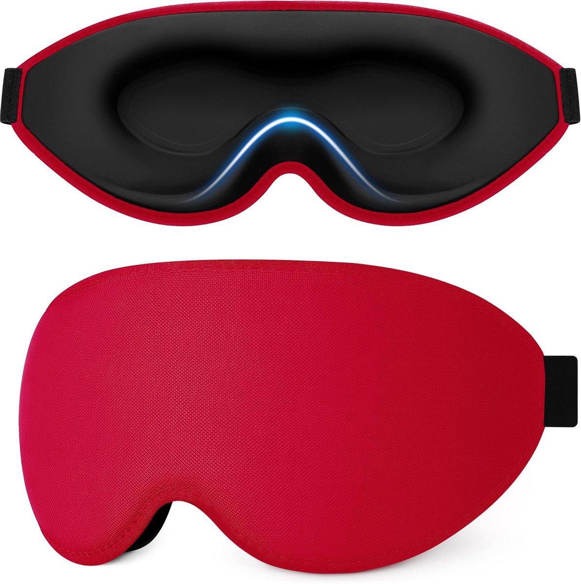 3D Slaapmasker voor Zijslapers, Upgrade Oogmasker Heren & Dames | Lichtblokkerend Ergonomisch Slaapmasker met Verstelbare Band, Ademend & Comfortabel voor Slaap/Reis/Vlucht-Rood