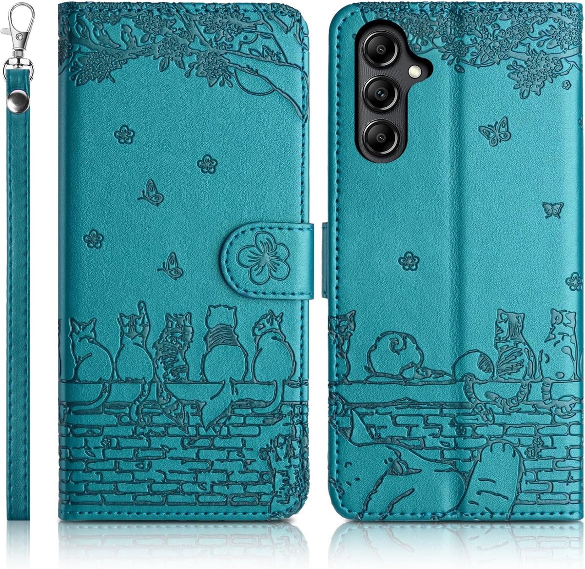Hoesje voor Samsung Galaxy A35 5G Beschermhoes [Klaphoes] [Portemonnee-pocket] [Magnetische sluiting] Premium PU-leren portemonneehoes voor Samsung Galaxy A35 5G, blauw