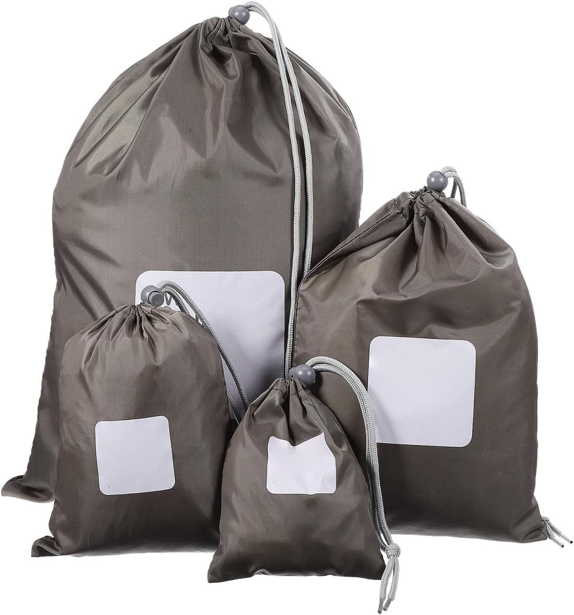 Draagtas, 4 stuks, waterdicht, nylon, met trekkoord, waterdichte tas voor buitenactiviteiten, in verschillende maten olijfgroen