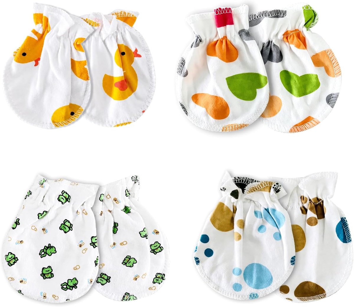 Handschoenen voor pasgeborenen, schattige motieven, ademend en zacht, perfect voor 0-6 maanden, voorkomt krassen tijdens het slapen of spelen