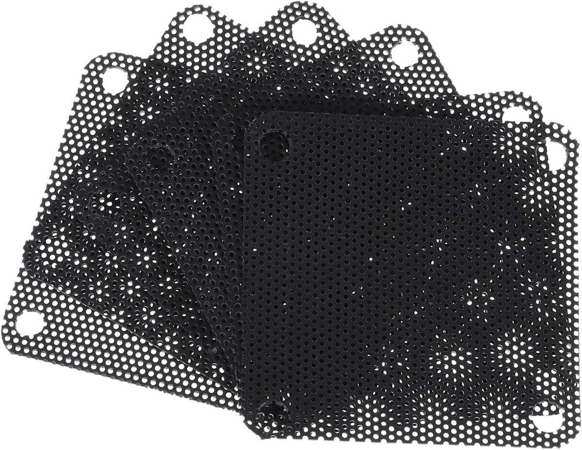 Sourcing map 6 stuks pc-stoffilters, 50 x 50 mm pvc computerbehuizing, ventilatorstofbeschermingsrooster voor computerbehuizing luidspreker, zwart
