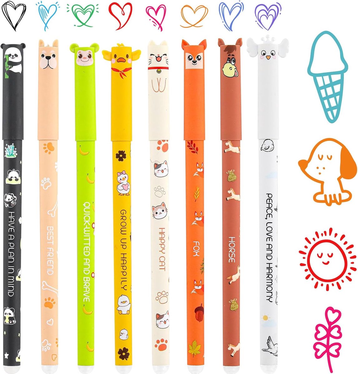 Gelpennen pen met gum dierlijk ontwerp 0,7 mm glad schrijven uitwisbare gelinkt herschrijfbare gel inkt pennen meerkleurige briefpapier set voor school