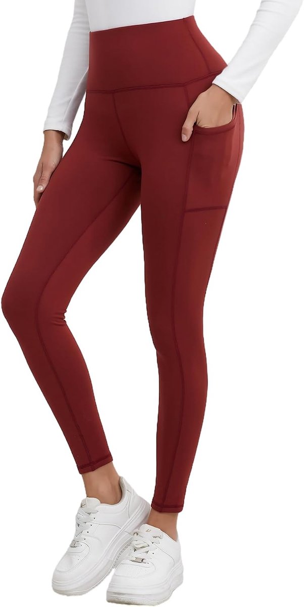 Sportlegging voor dames, met zakken, push-up, buikcontrole, broek, hoge taille, ondoorzichtig, elastische sportkleding, yoga, fitness