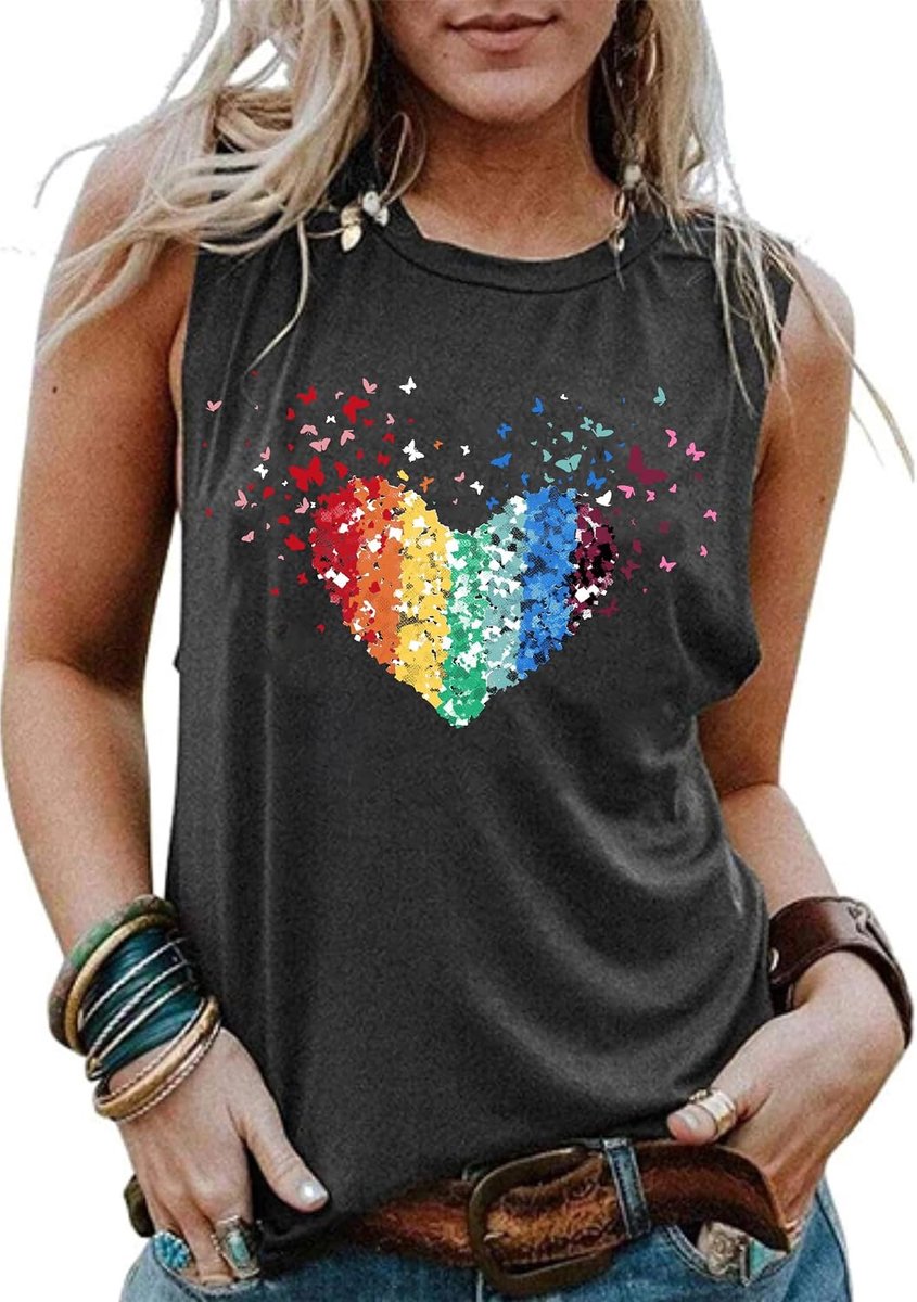 Tiorhooe Pride Tank Top Dames Regenboog T-shirt Vrouwen LGBT Rainbow Zomer Tee Top