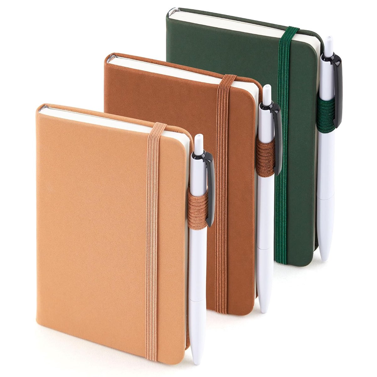 Feela Notitieboek A6, set van 3 notitieboekjes, bulk dagboeken met 3 zwarte gelpennen, 80 g/m², 112 pagina's, 8,89x13,97 cm, mini notitieblokken set geschikt voor kantoor en school, notitieboek met 3
