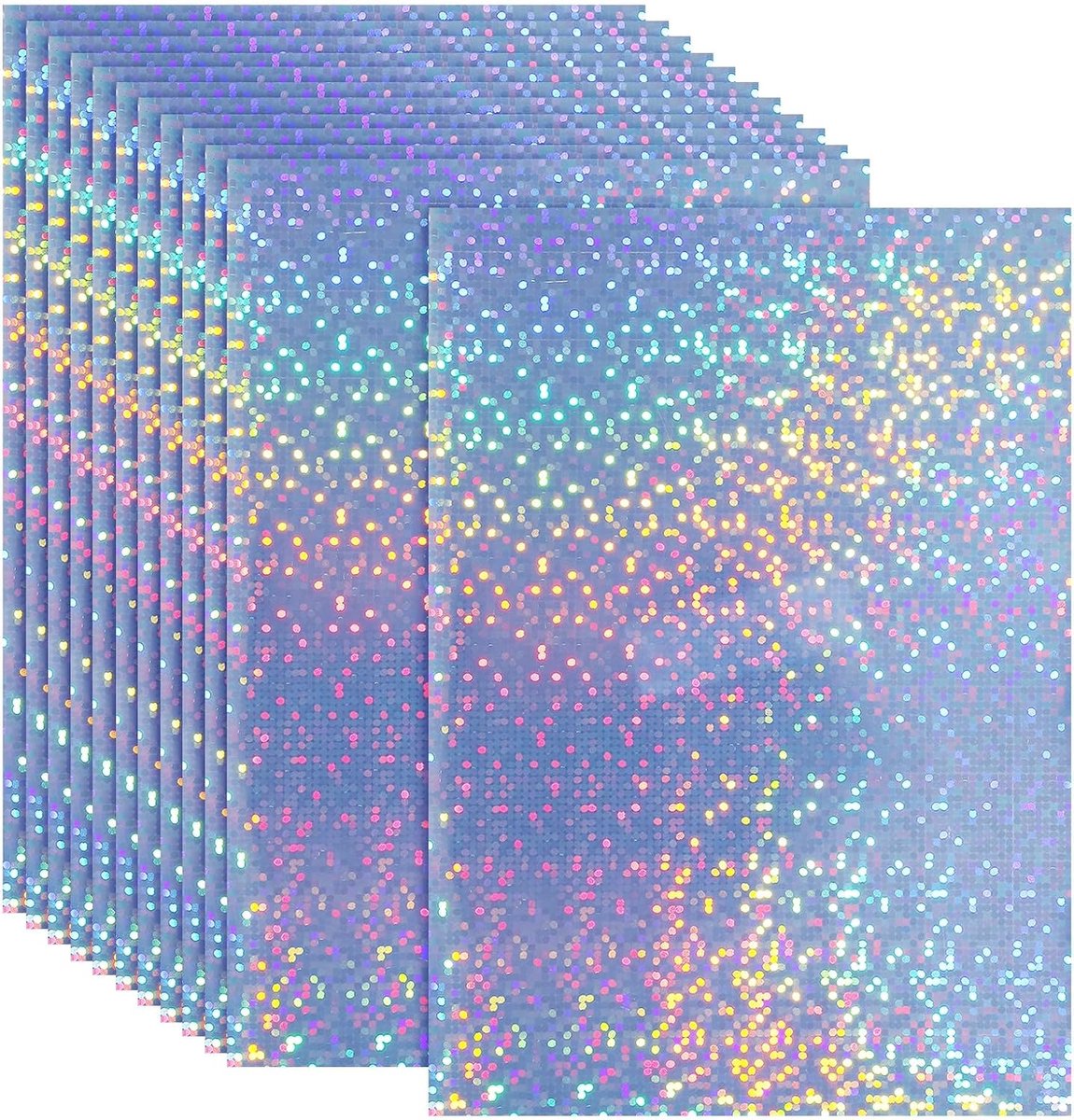 30 x 20 cm afdrukbaar holografisch stickerpapier, 12 vellen vinyl stickerpapier A4 waterdicht snel sticker voor laserprinter inkjetprinter, bubbelpatroon