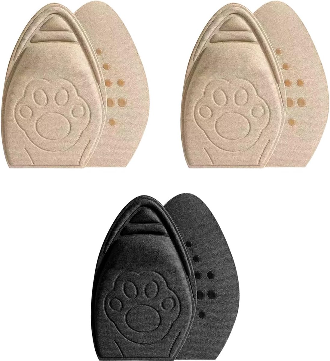 3 paar inlegzolen voor de voorvoet, zelfklevende anti-slip pads, inlegzolen voor schoenen met hoge hakken, ademend en zweetabsorberend, decompressie en schokabsorberende inlegzolen