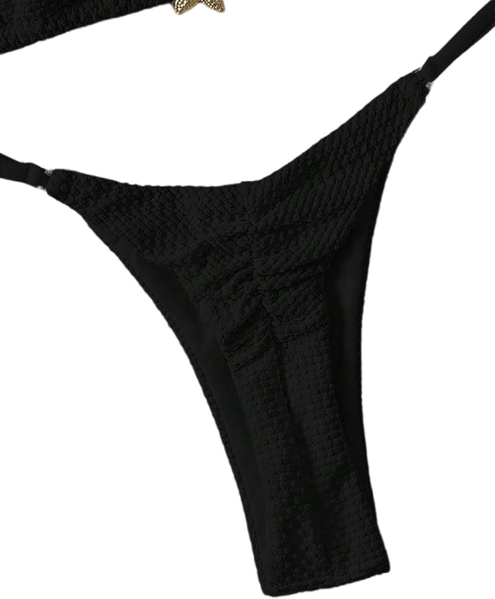 Bikini dames set driehoekig badpak halterbikini bovendeel met zeester decor bikinibroek strand badpak set badmode set zwemkleding strandoutfit