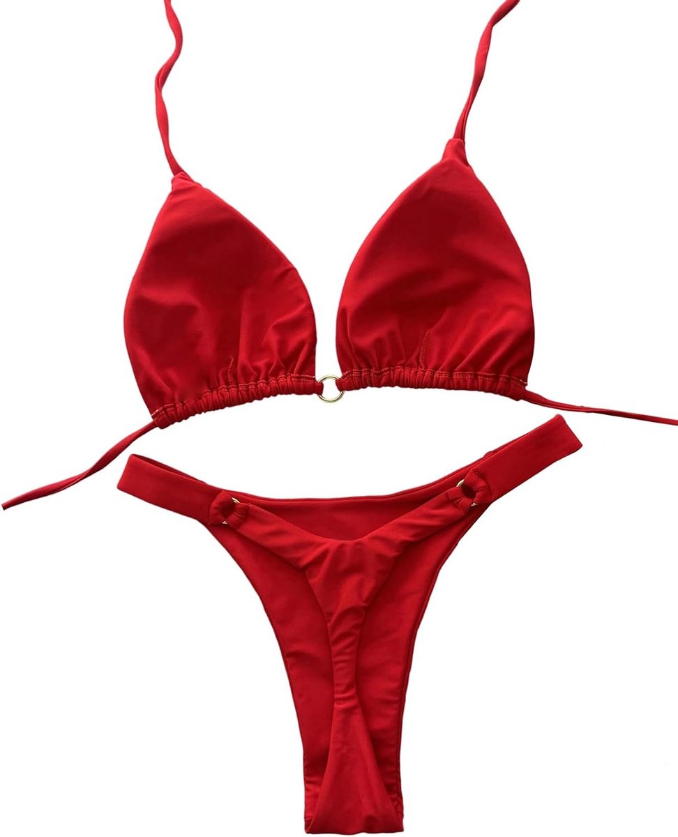 Bikini dames set triangel badpak set halter bikini bovendeel en bikini slip strand badmode set zwemkleding strandoutfit