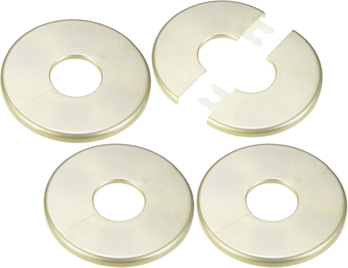 4-Pack Wall Split Flens, 22 mm [0,87 inch] ID ABS Ronde Zelfklevende Rozet Plaat Cover Gesp voor Pijp Accessoires/Vloer/Plafond, Sanitair Cover Plates [Goud, 66 mm 2,6 inch OD]