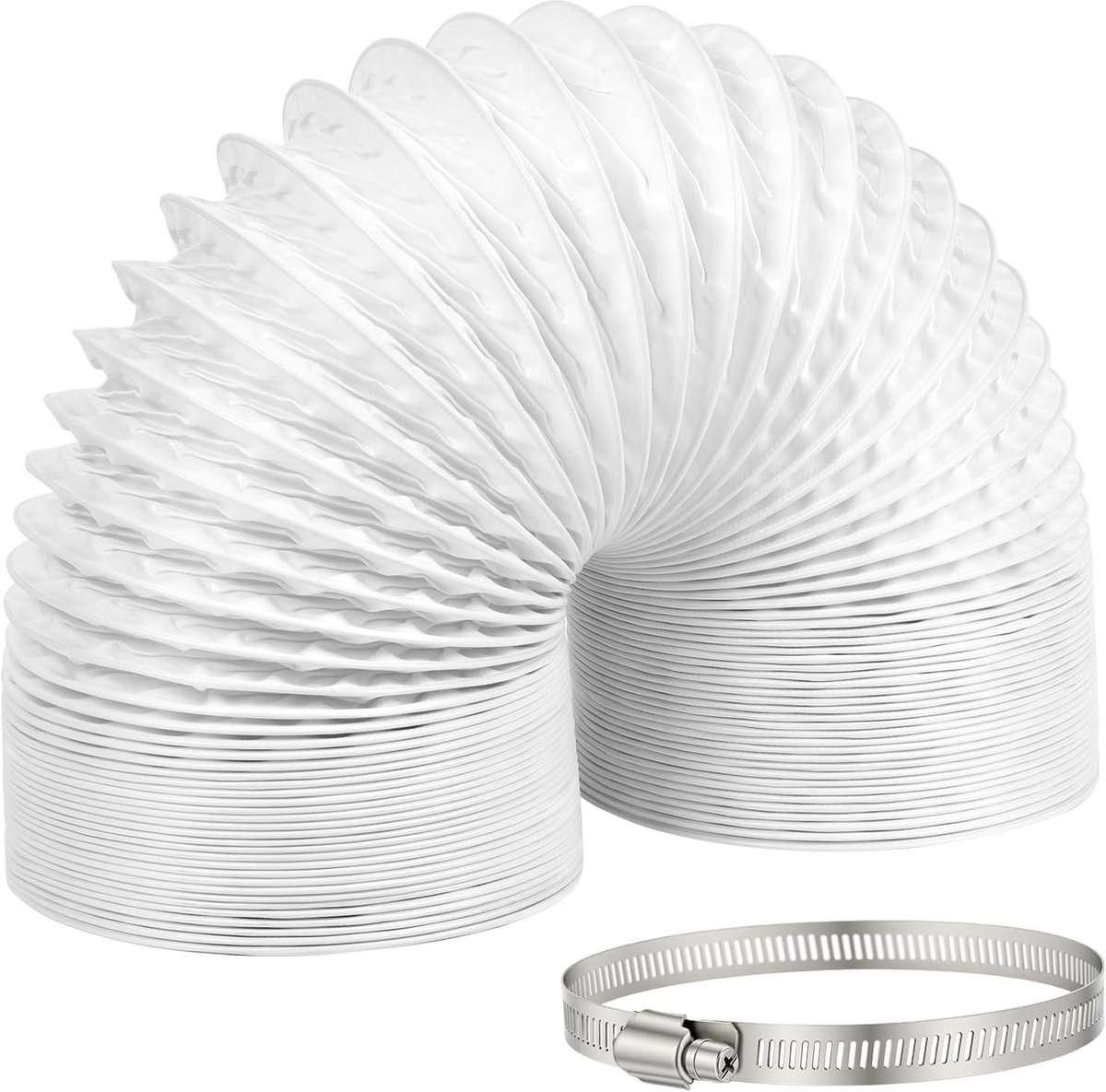 Slang voor mobiele airconditioning, Ø 100 mm, 3 m | PVC-afzuigslang ter versterking van draad, voor draagbare airconditioning, droger, luchtontvochtiger, wit