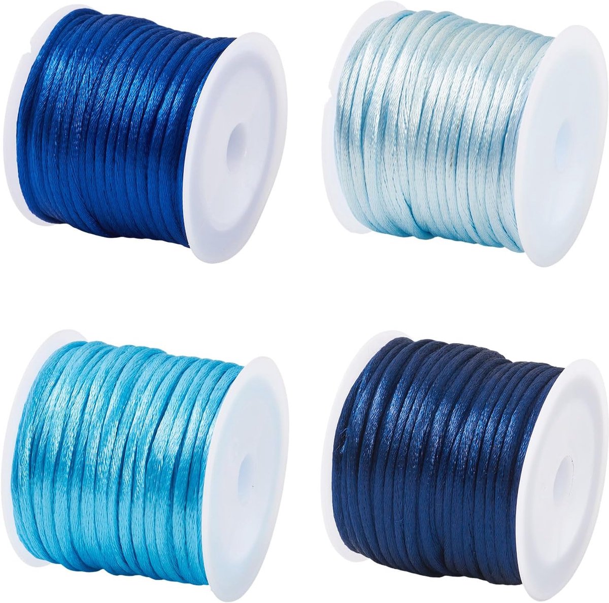 Draad 2Mm Rattail Satijn Koord Macrame Koord Blauw Armband String Voor Sieraden Maken Diy Chinese Knoop Ambachten