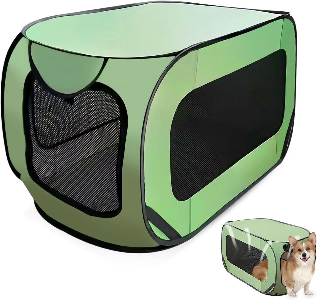 92 x 52 x 52 cm. Opvouwbare hondenkooi: draagbare hondentransportbox met stalen frame, waterdichte Oxford-stof met ritssluiting, transportbox voor honden