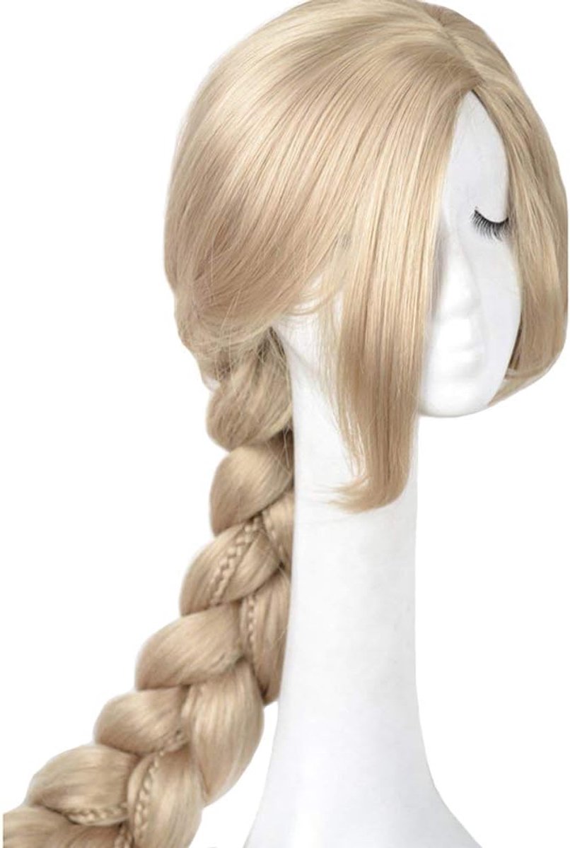 119 cm lange blonde anime cosplay kostuum vlecht haar pruiken synthetische pruik