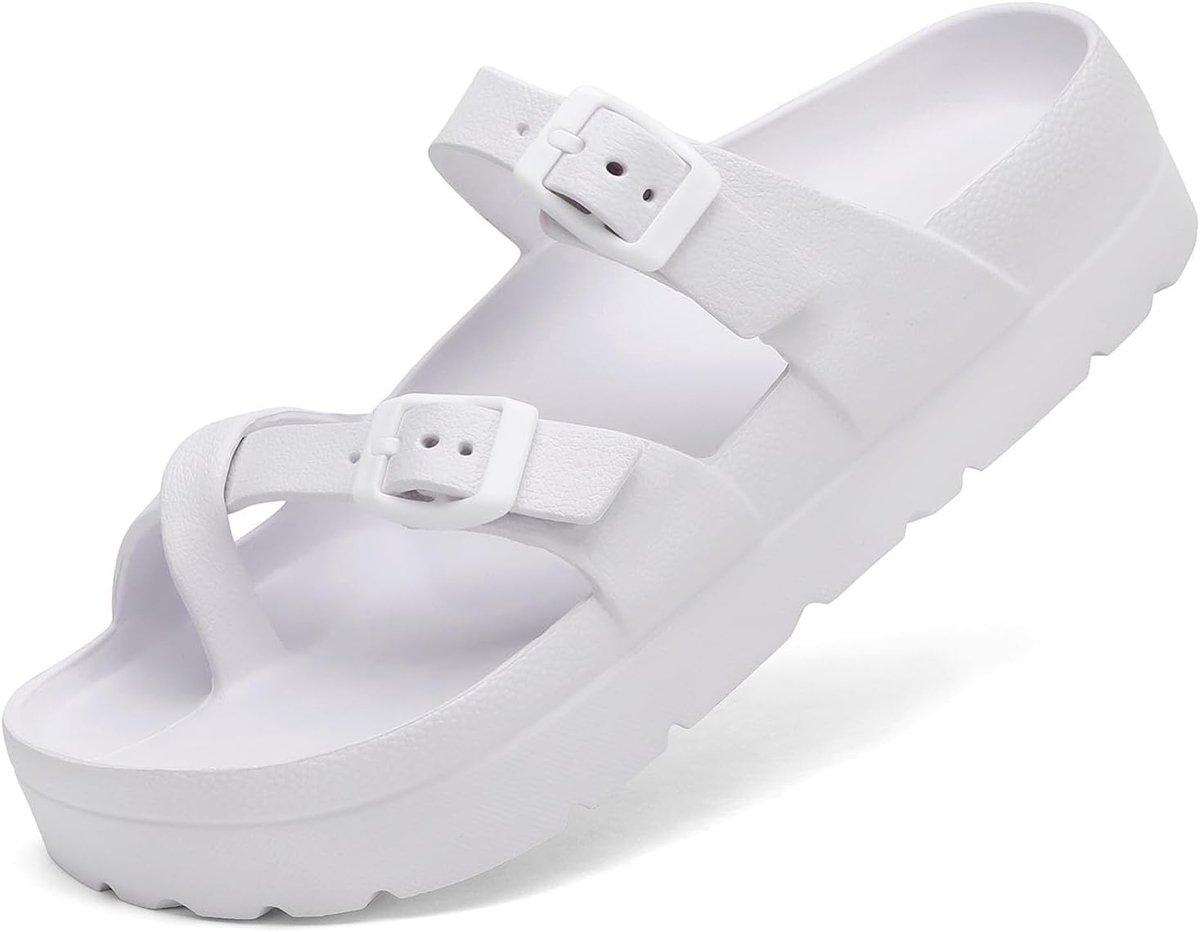 Zomersandalen voor dames, orthopedische sandalen voor dames, comfortabele folies, dikke zolen, platte sandalen met verstelbare gesp en ultra kussen