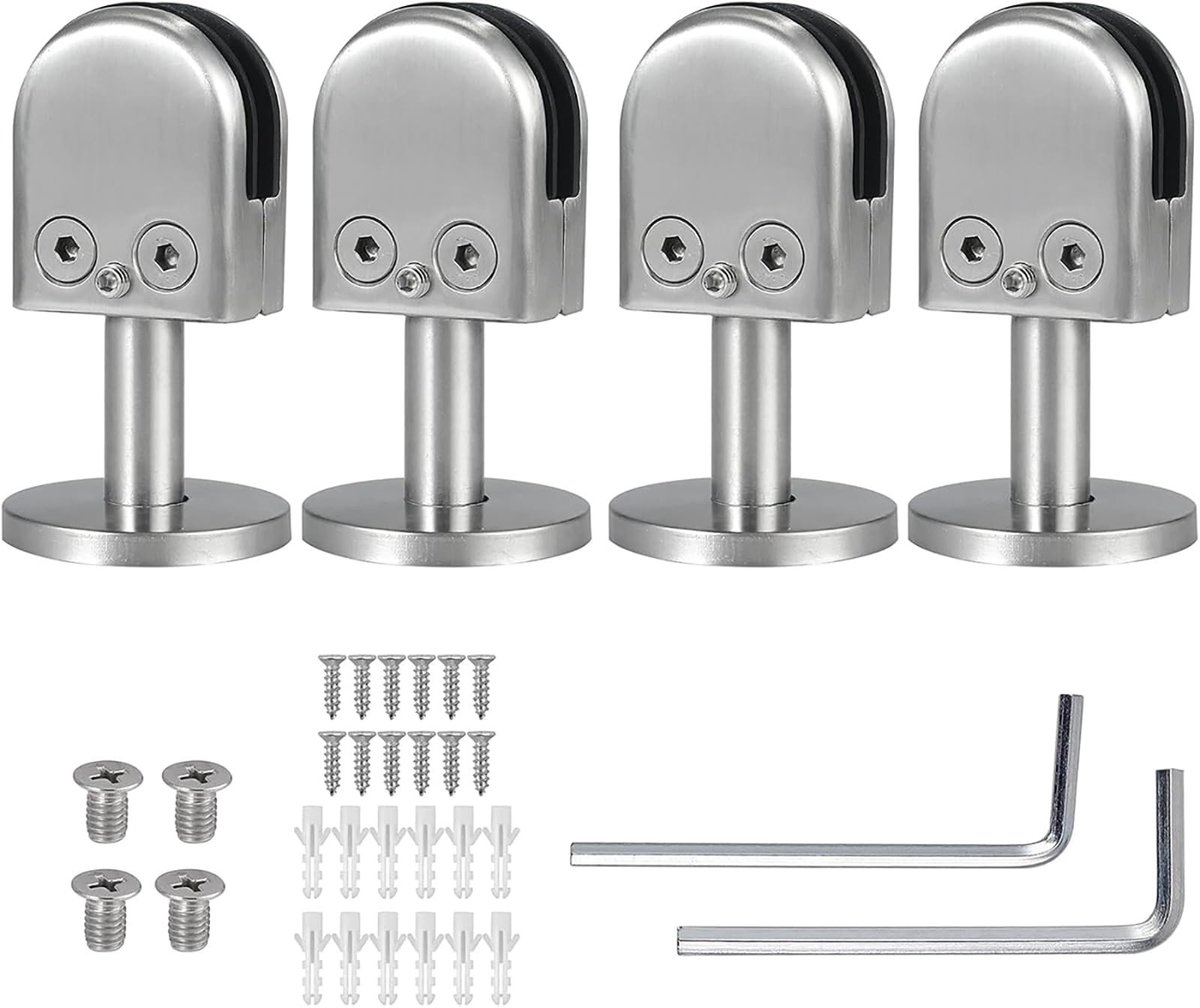 SolidKeus - Set van 4 RVS Glass Clamps voor 8-9mm Dikte Glas