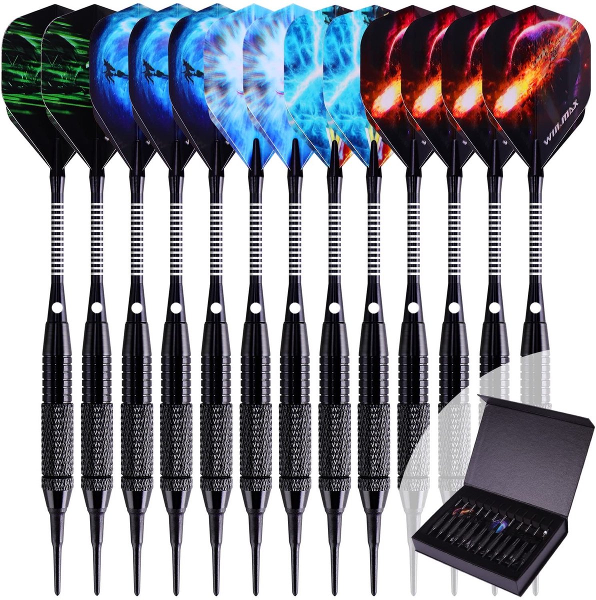 SolidKeus - Dart Flights met Plastic Tip voor Elektronisch Dartbord, 12 Stuks