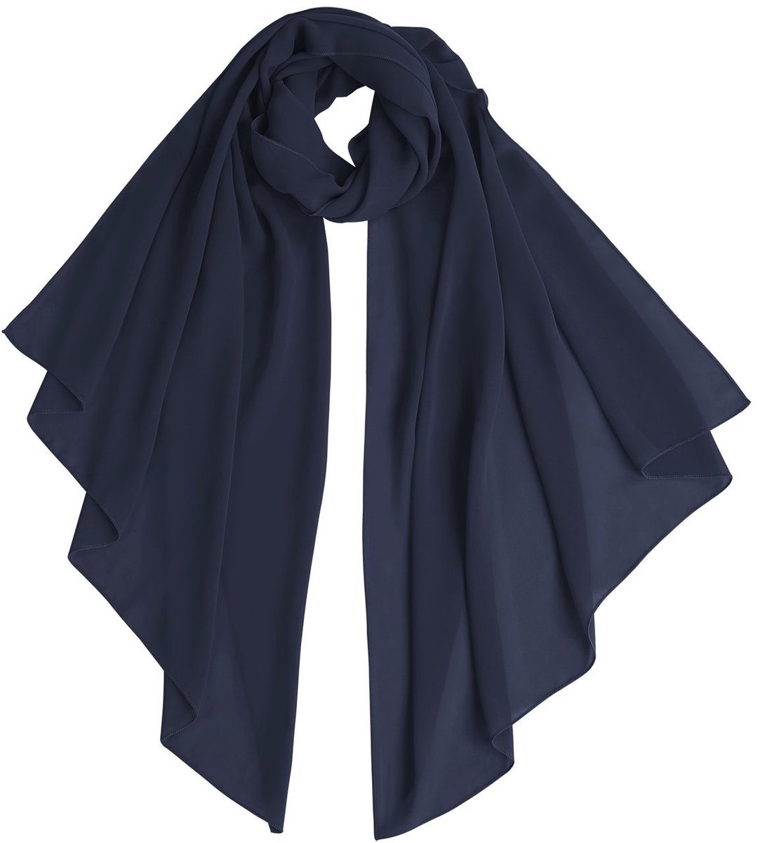 SolidKeus - Elegante Chiffon Sjaal voor Dames in Diverse Kleuren, Navy M