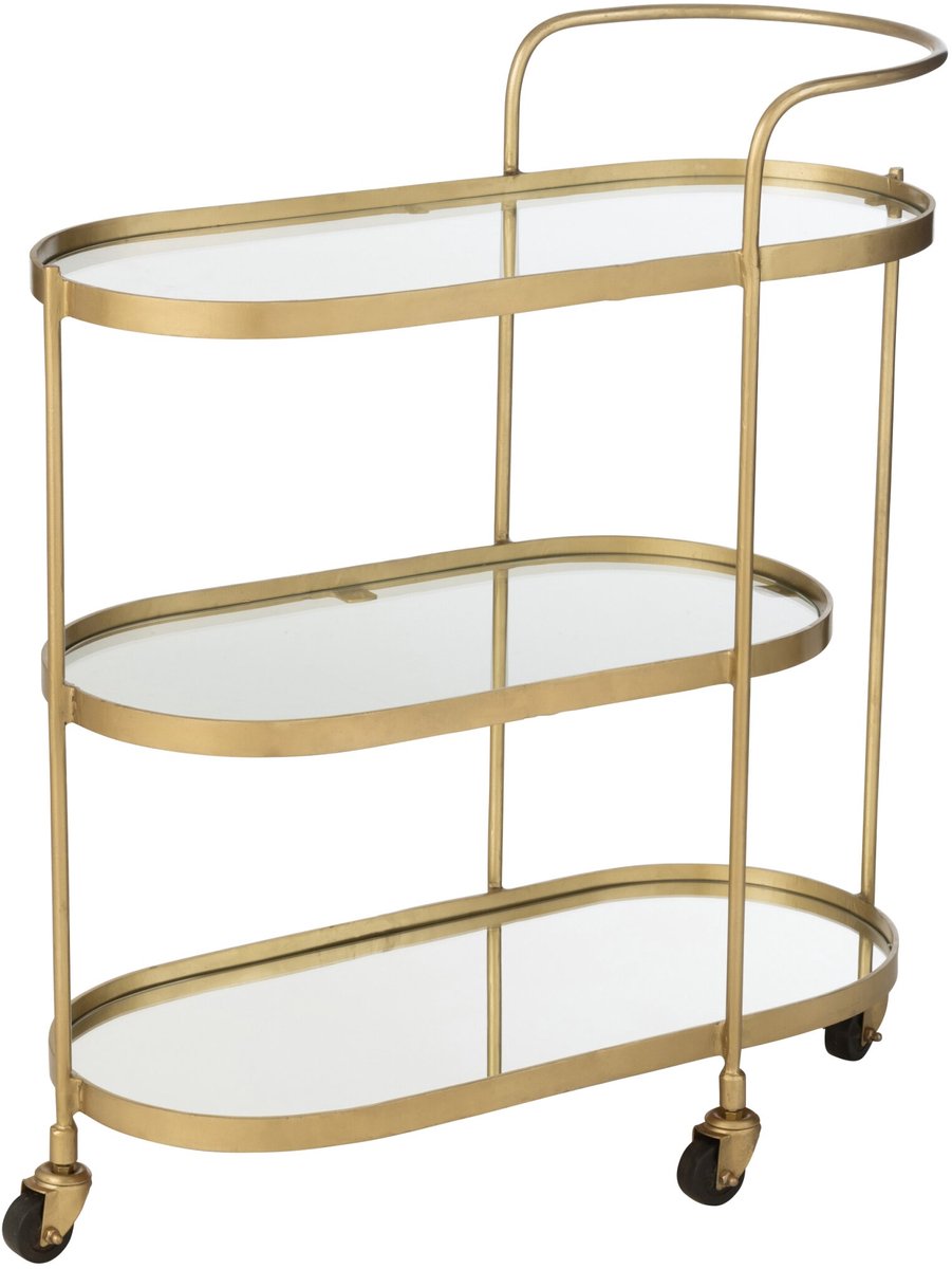 J-Line trolley Ovaal - metaal/spiegel - goud